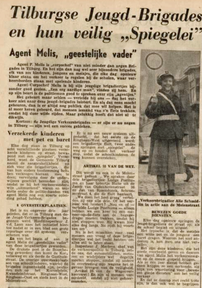 Krantenartikel over jonge brigadiers in Tilburg, 1954.