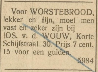 De prijs van een worstenbroodje voor oud en nieuw in 1938
