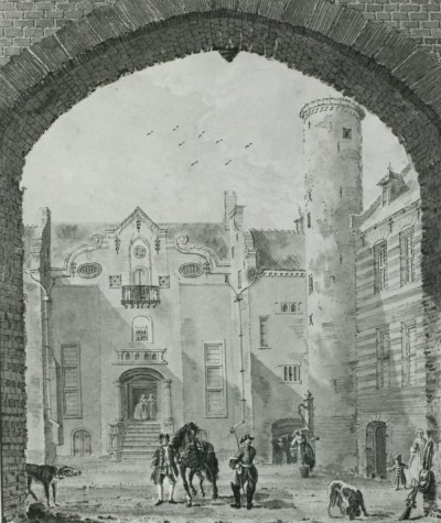 Binnenplein van het Kasteel te Helmond tekening v Jan de Beijer