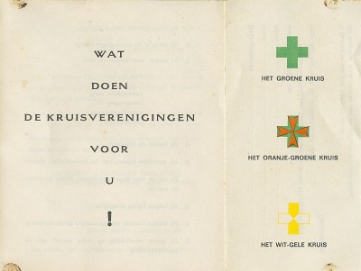 Folder van gezamenlijke kruisverenigingen, datum onbekend (collectie Nederlands Openluchtmuseum, Arnhem)