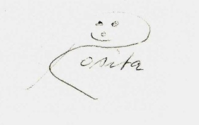 Handtekening van Roosja Glaser na de oorlog, met smiley erin (afbeelding: Roosje Glaser Foundation)